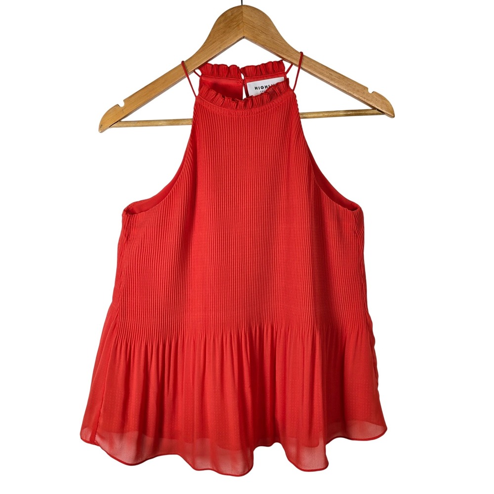 Highline Collective Red Pleated Halter Top Sleeveless‎ Blouse XS